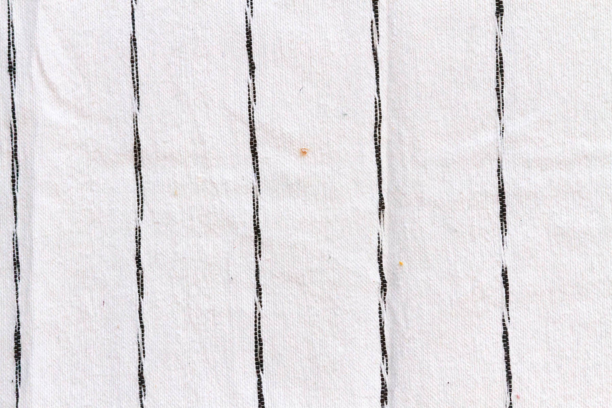 White & Black Pinstripes Moroccan Pom Pom Blanket