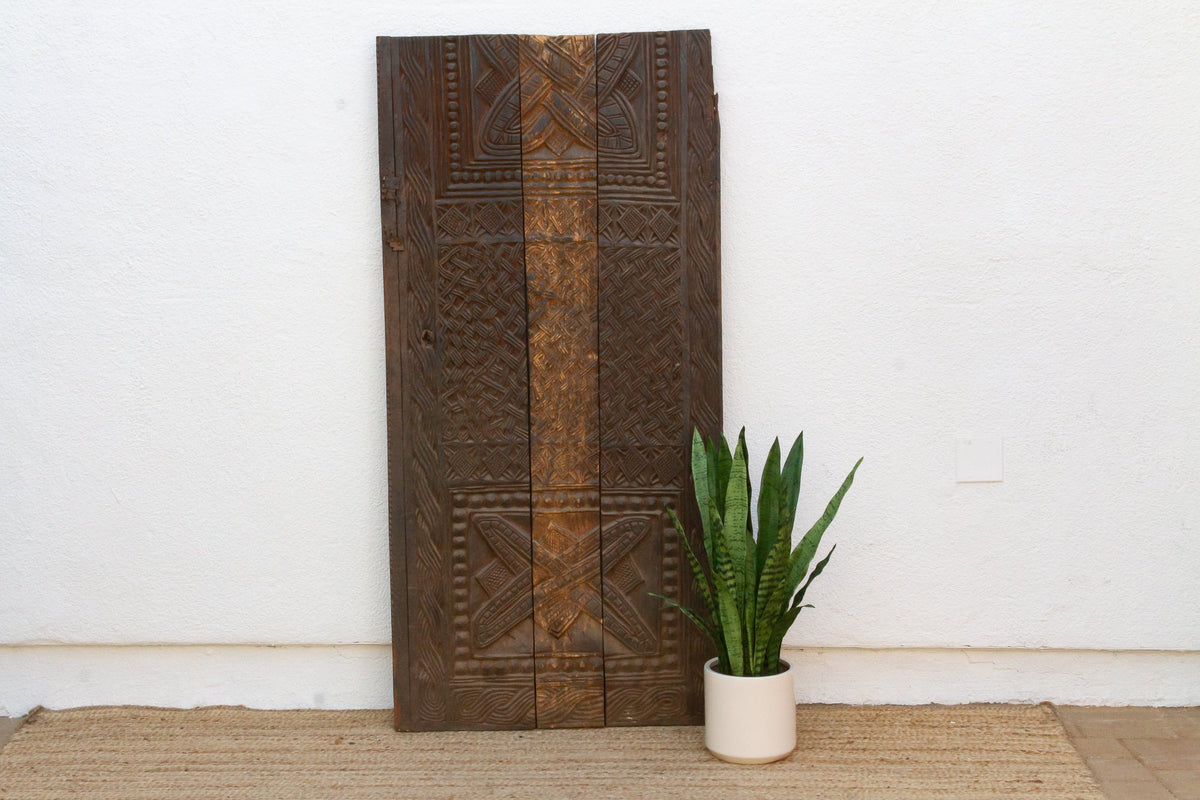 Antique Knot & Lattice Carved Igbo Door