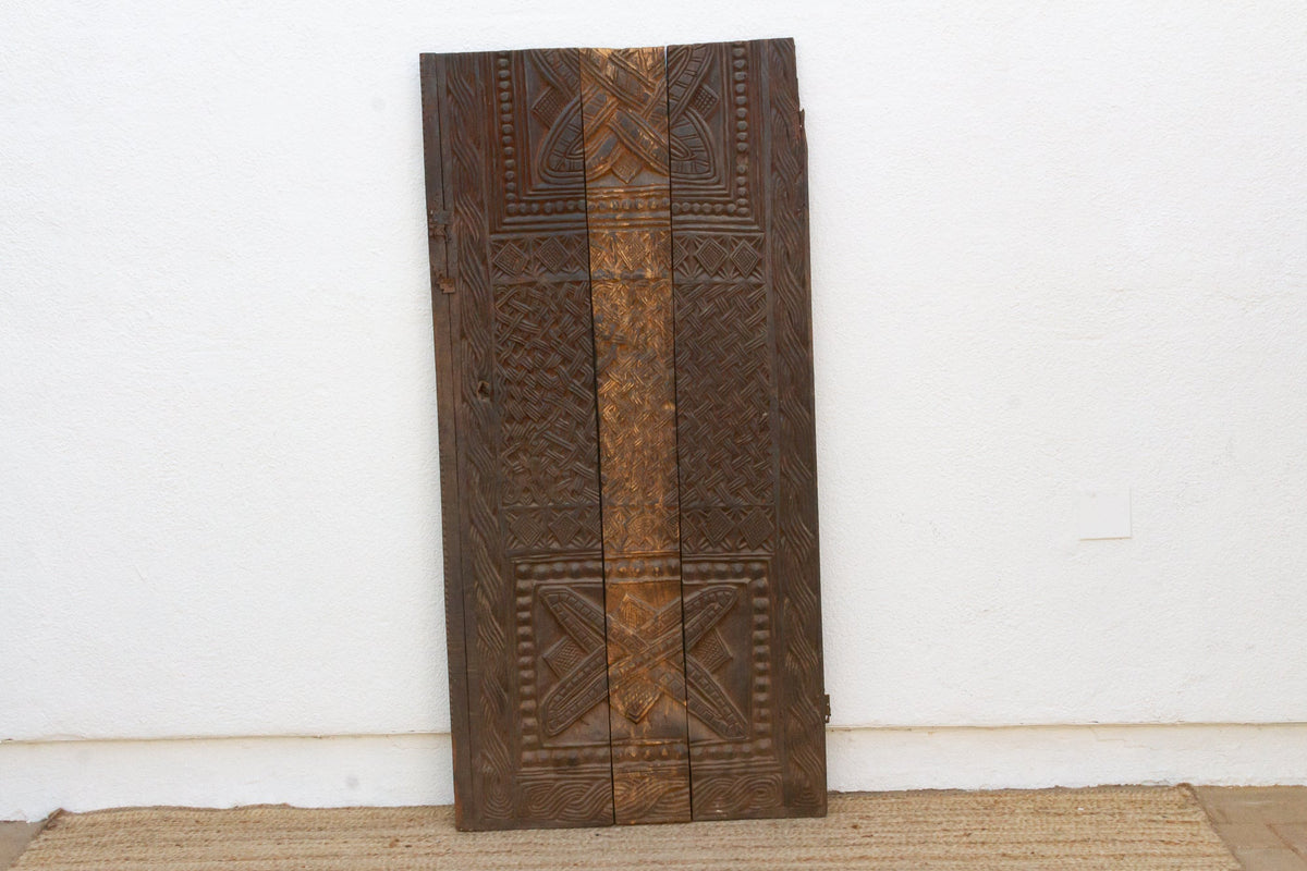 Antique Knot & Lattice Carved Igbo Door