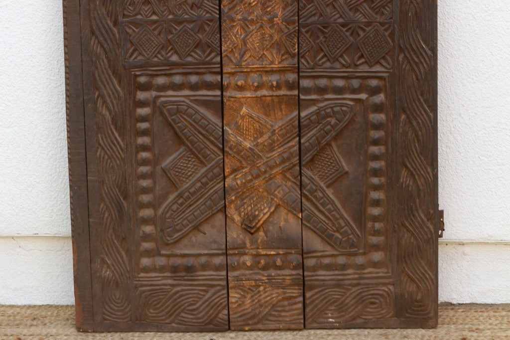 Antique Knot & Lattice Carved Igbo Door