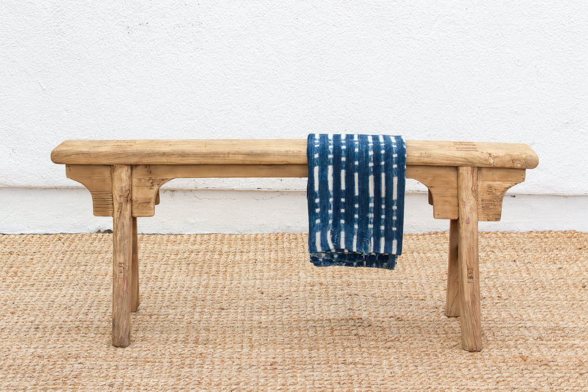 Rustic Bleached Wood Slim Bench