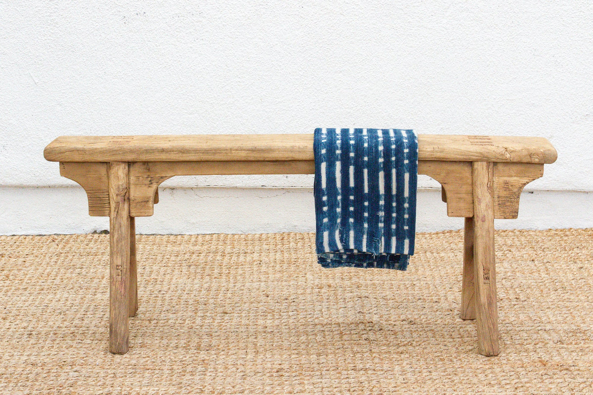 Rustic Bleached Wood Slim Bench
