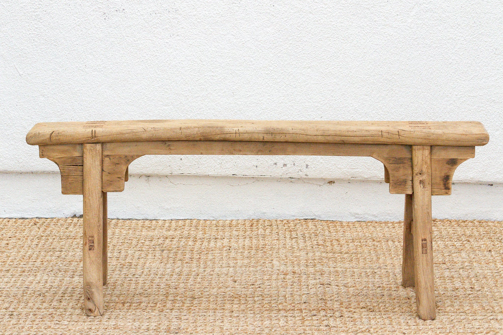Rustic Bleached Wood Slim Bench
