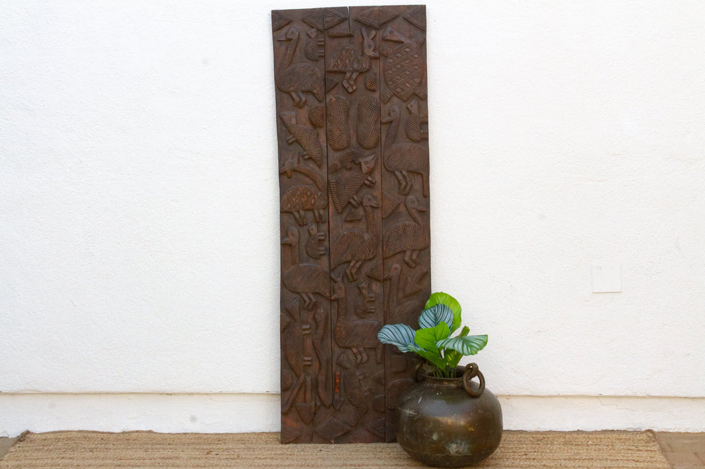 66" Tall Dark Espresso Carved Nupe Door