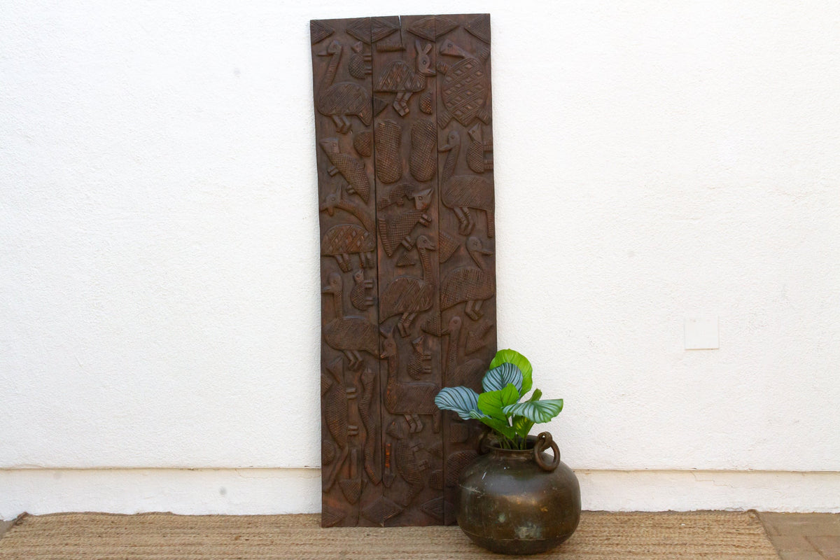 66" Tall Dark Espresso Carved Nupe Door