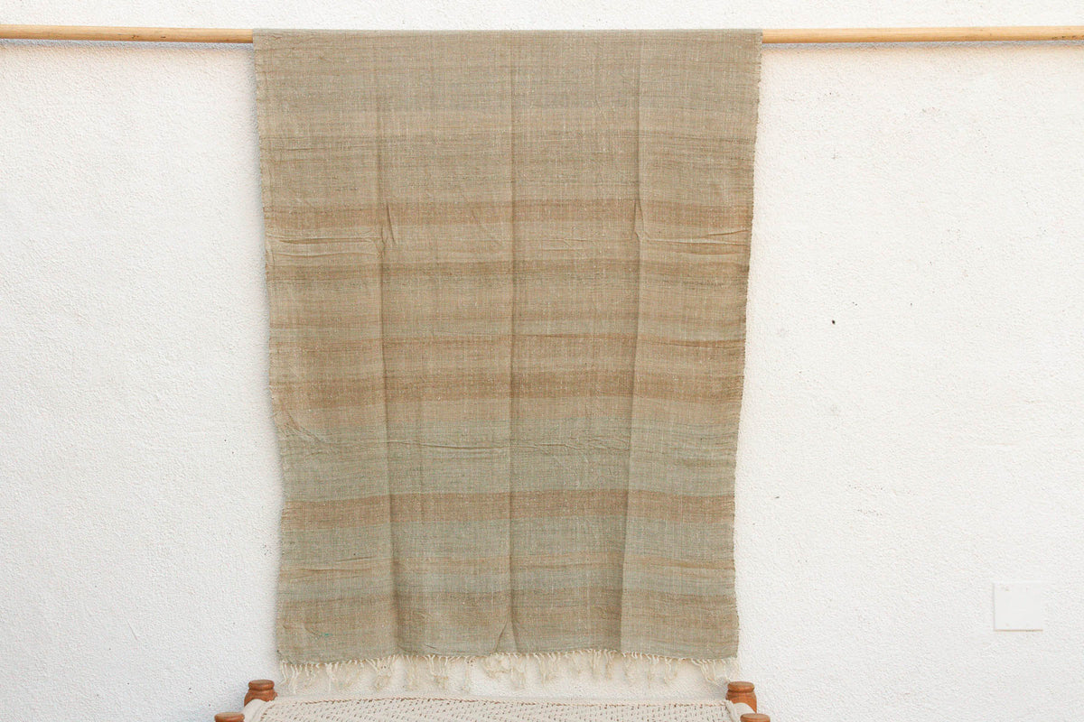 Organic Peace Silk Throw, River Bed Stripes