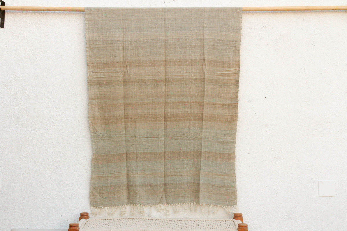 Organic Peace Silk Throw, River Bed Stripes