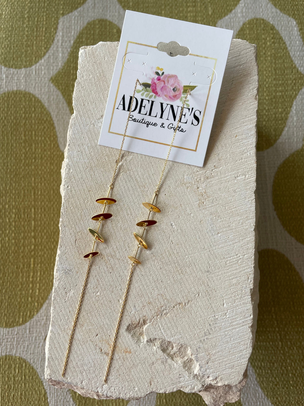 Gold Disk Threader Earrings