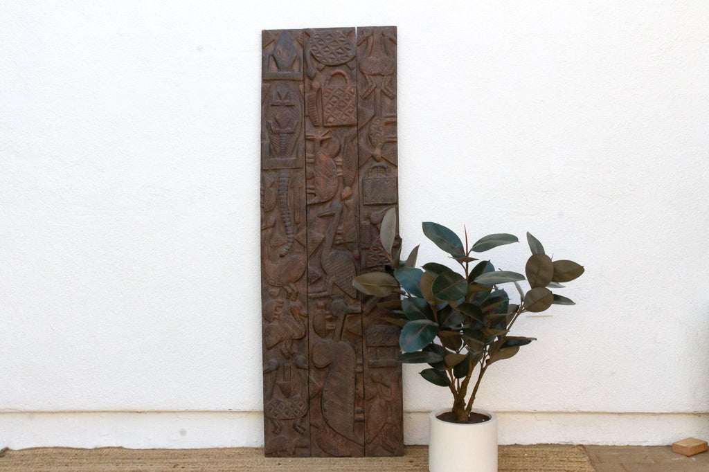 71" Tall Nupe Artisanal Carved Door