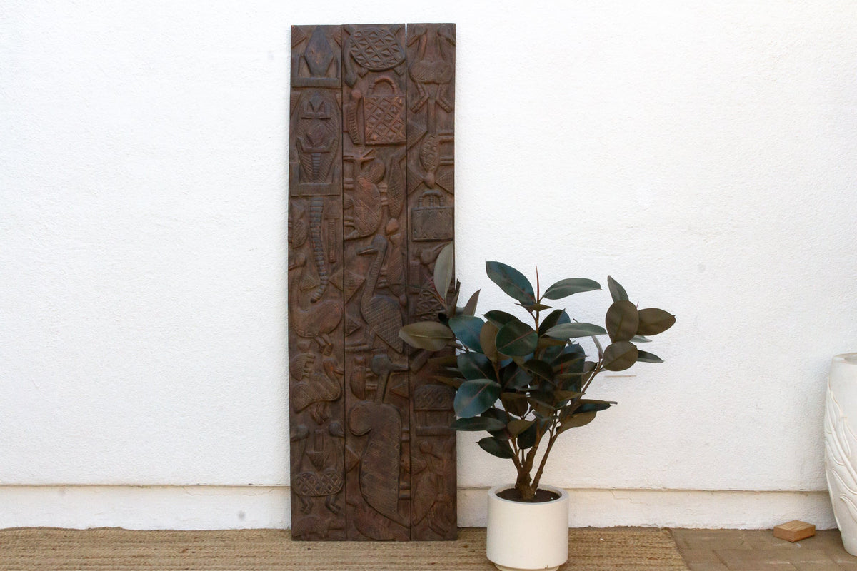 71" Tall Nupe Artisanal Carved Door