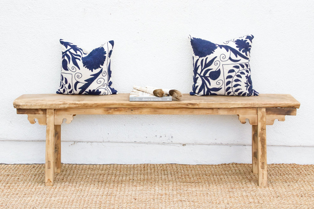 Oriental Calm, Bleached Wood Asian Bench