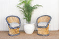 Pair of Blue & White Bamboo Chairs