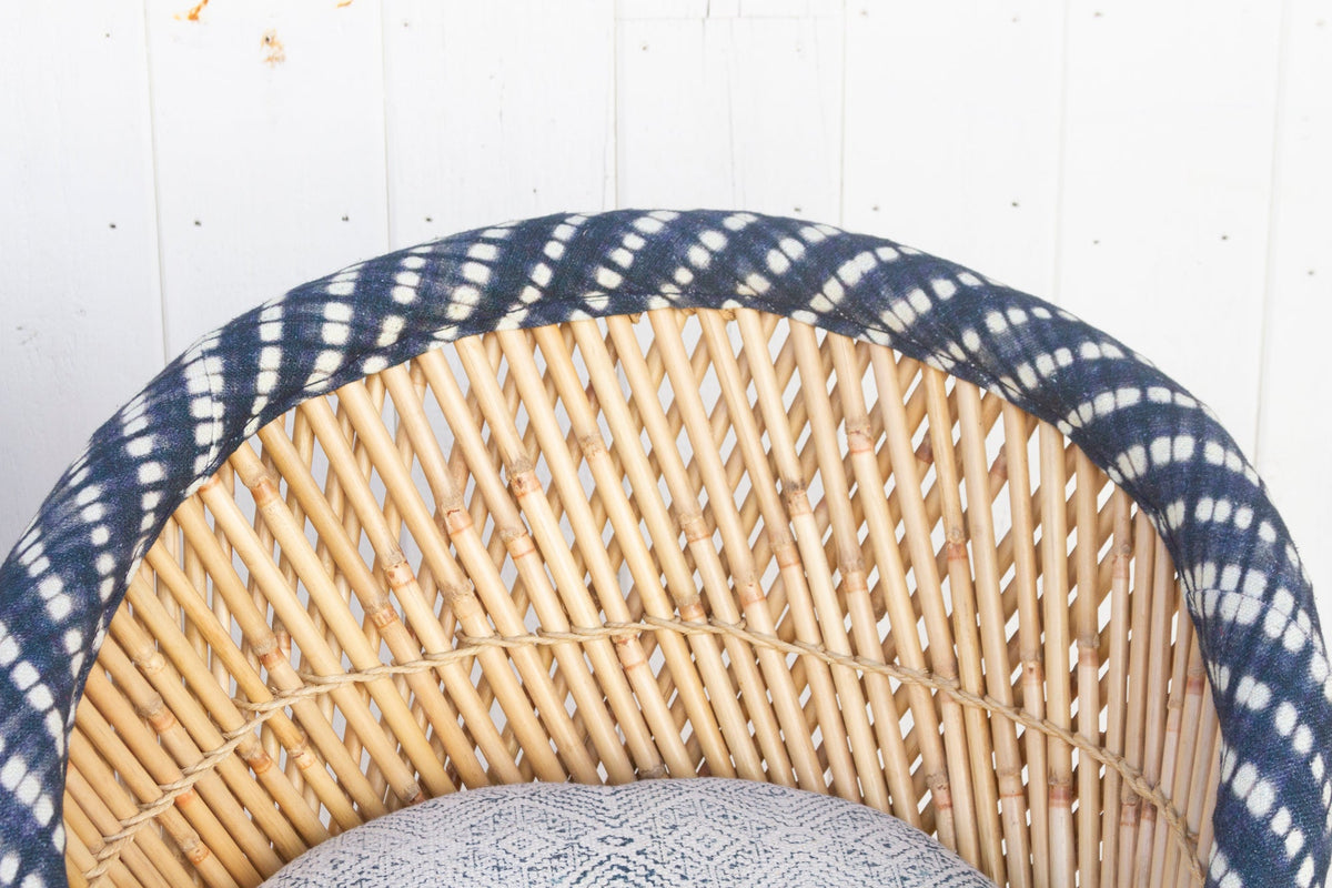 Pair of Blue & White Bamboo Chairs