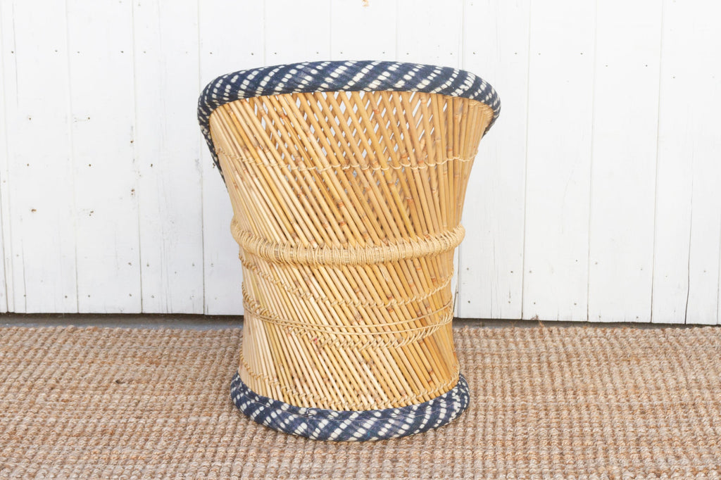 Bohemian Blue & White Bamboo Chair