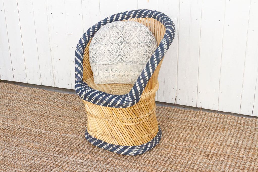 Bohemian Blue & White Bamboo Chair