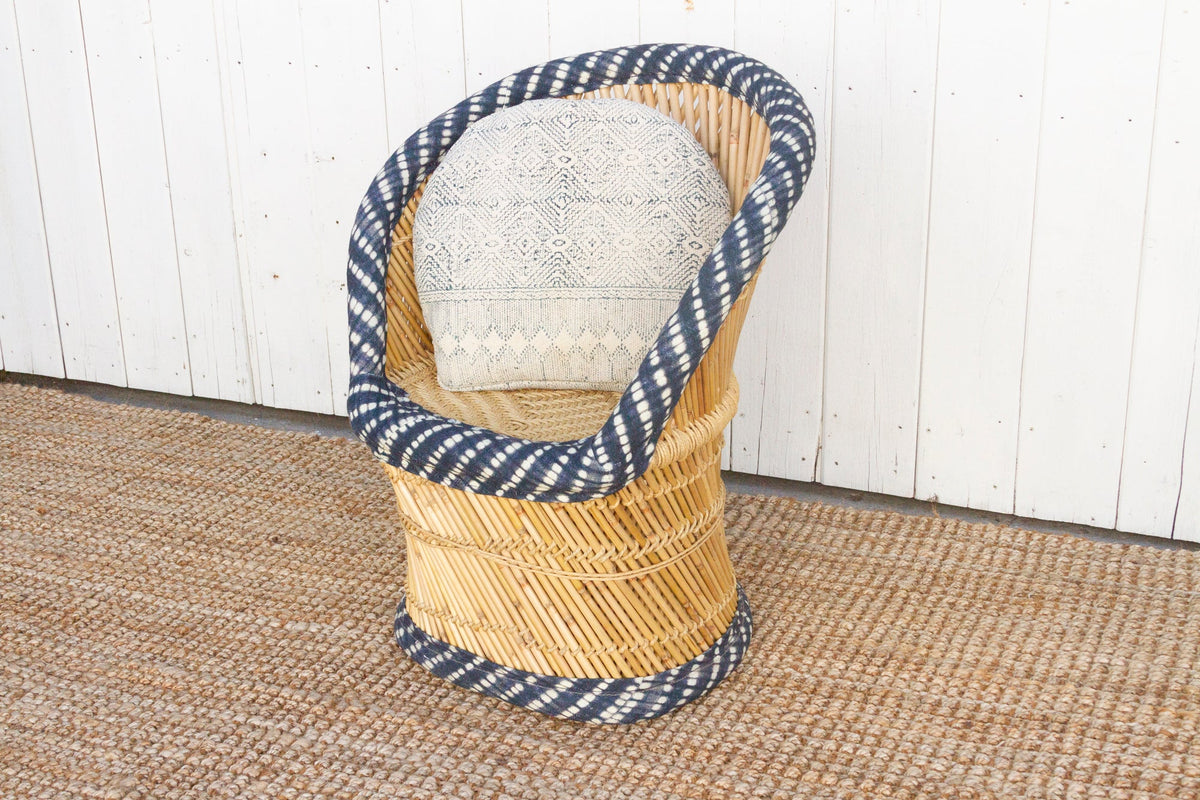 Bohemian Blue & White Bamboo Chair