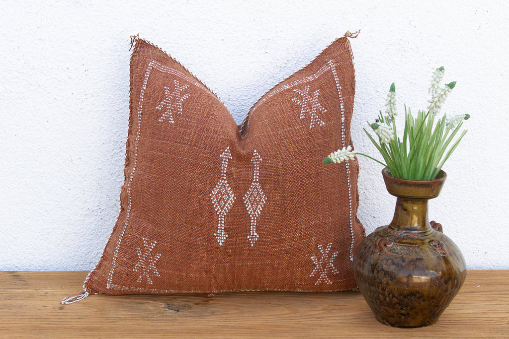 Clay Diamond Cactus Silk Moroccan Pillow
