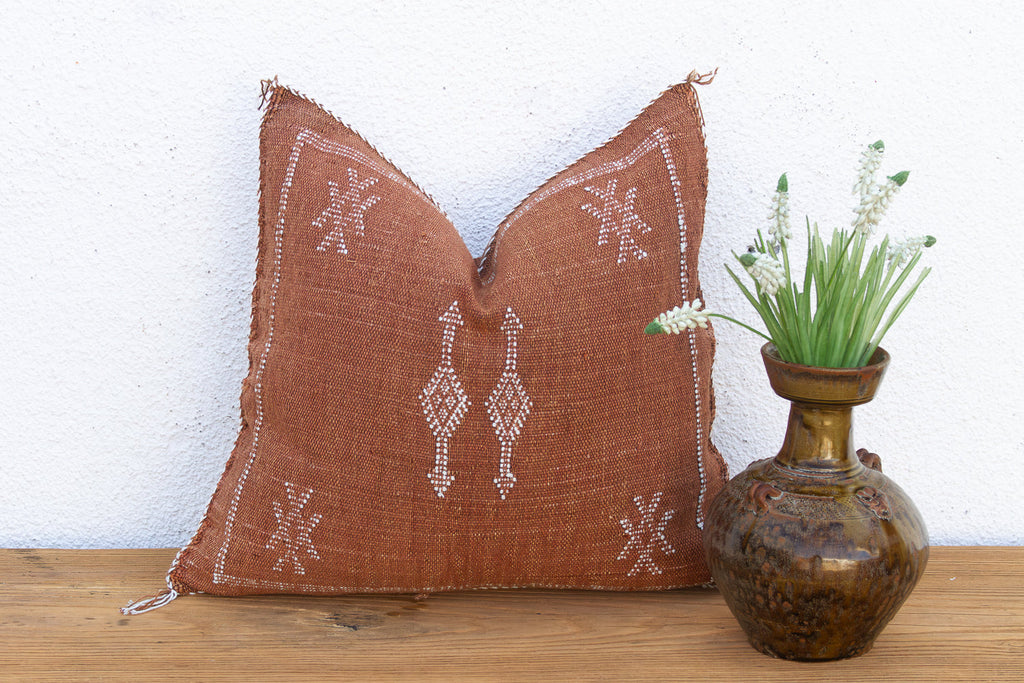 Clay Diamond Cactus Silk Moroccan Pillow