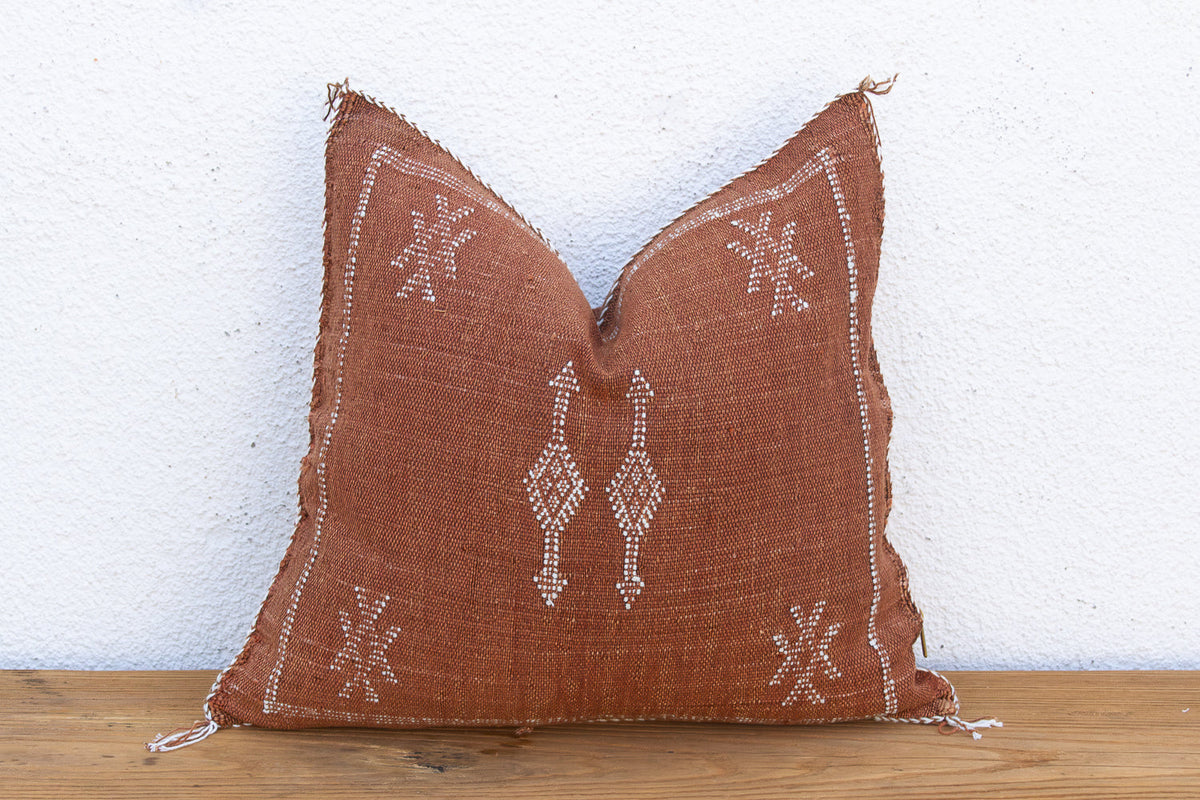 Clay Diamond Cactus Silk Moroccan Pillow