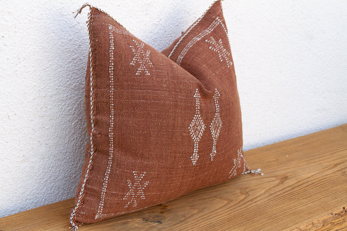 Clay Diamond Cactus Silk Moroccan Pillow