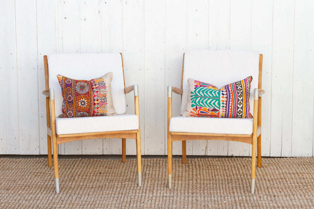Pair of Vintage Style Bleached Living Room Chairs