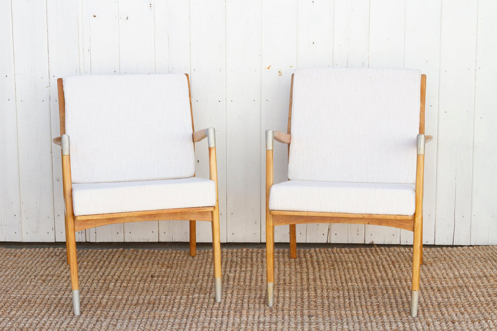 Pair of Vintage Style Bleached Living Room Chairs