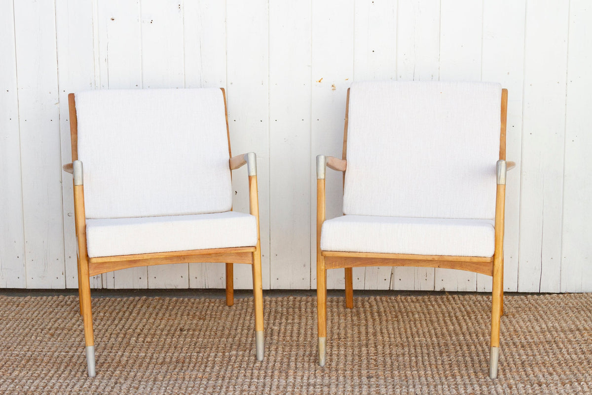 Pair of Vintage Style Bleached Living Room Chairs