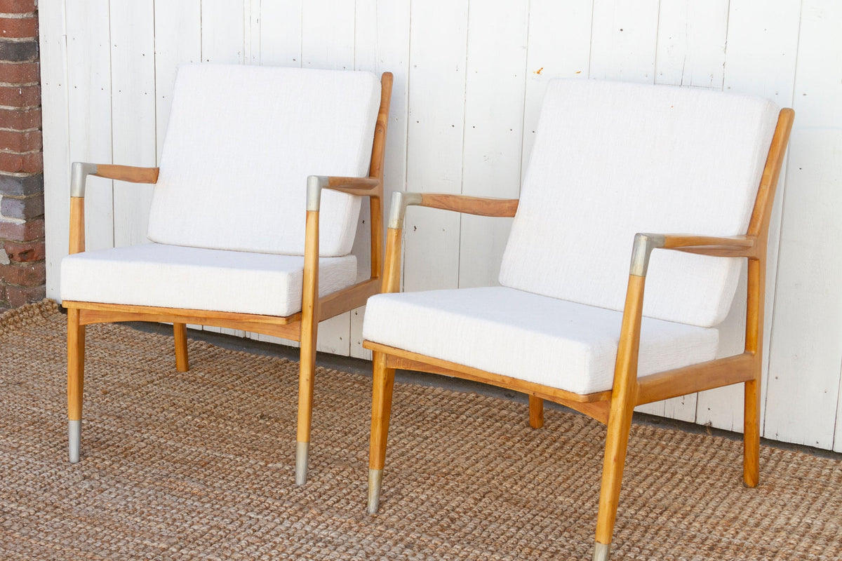 Pair of Vintage Style Bleached Living Room Chairs