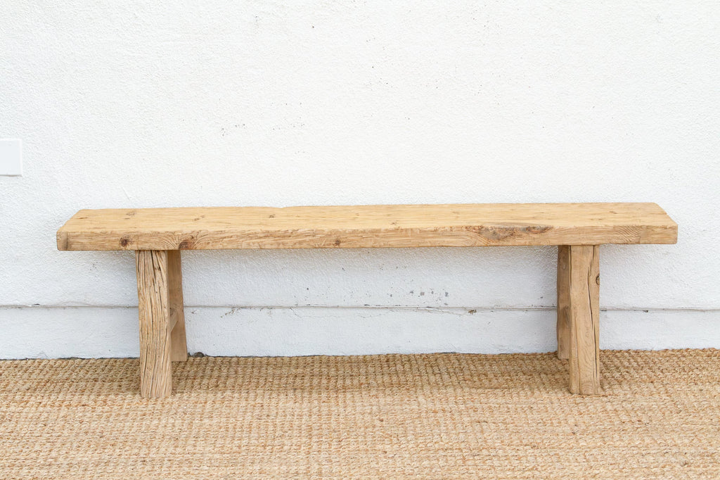 Primitive Bleached Wood Joint Bench