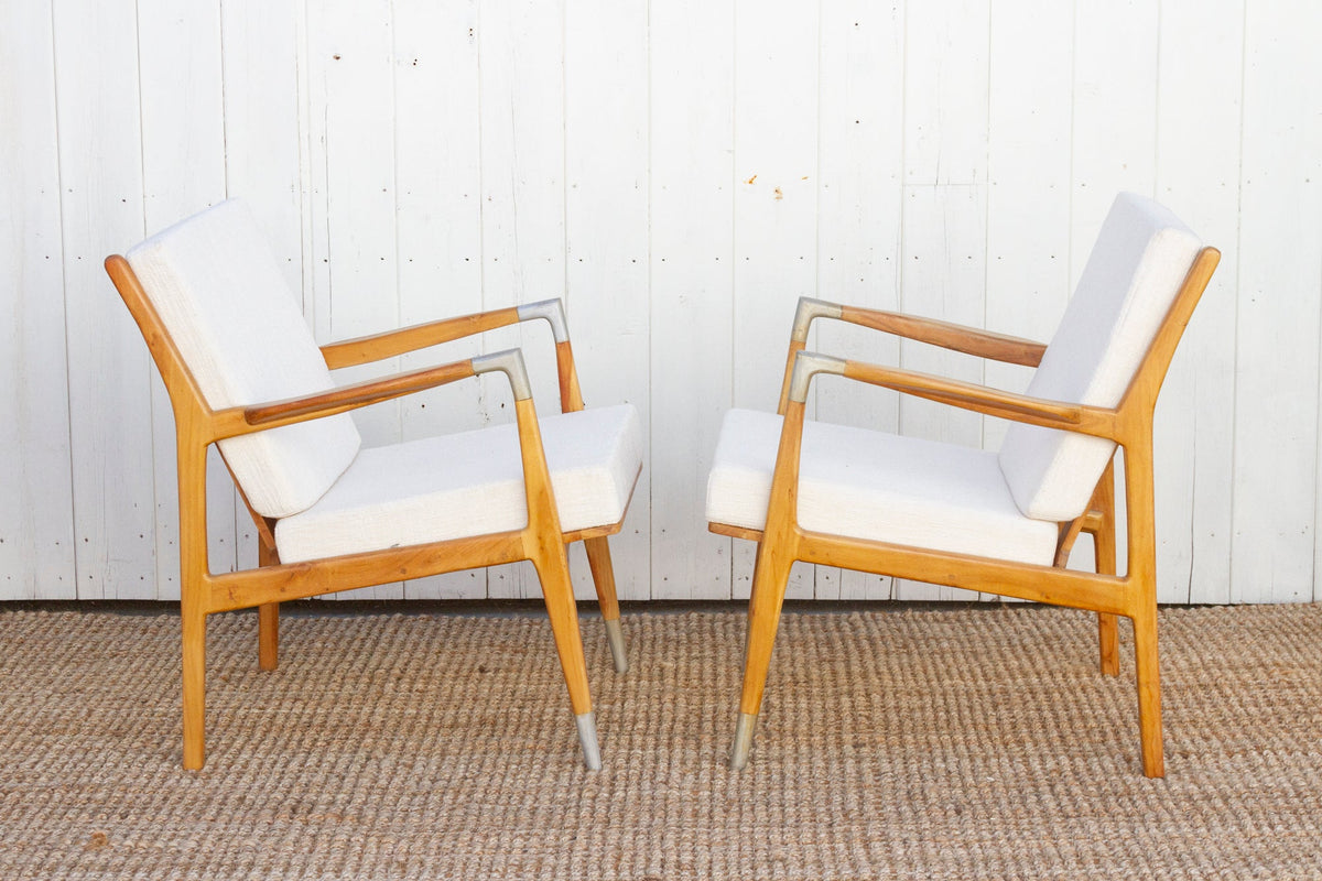 Pair of Vintage Style Bleached Living Room Chairs