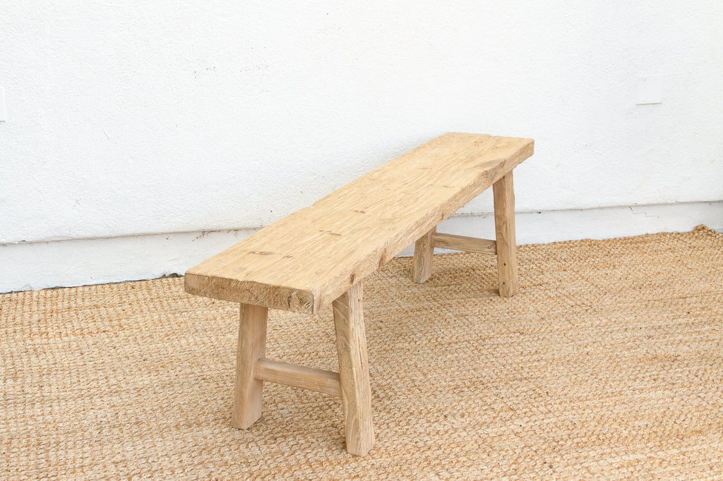 Primitive Bleached Wood Joint Bench