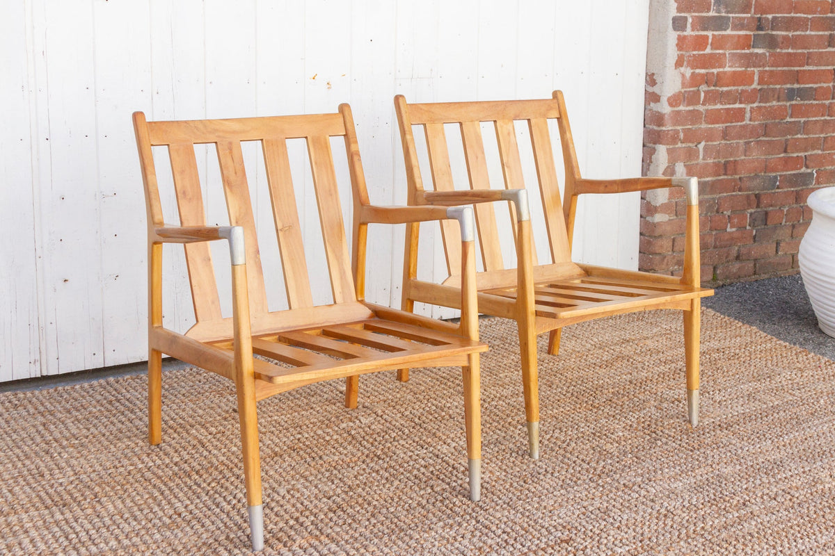 Pair of Vintage Style Bleached Living Room Chairs