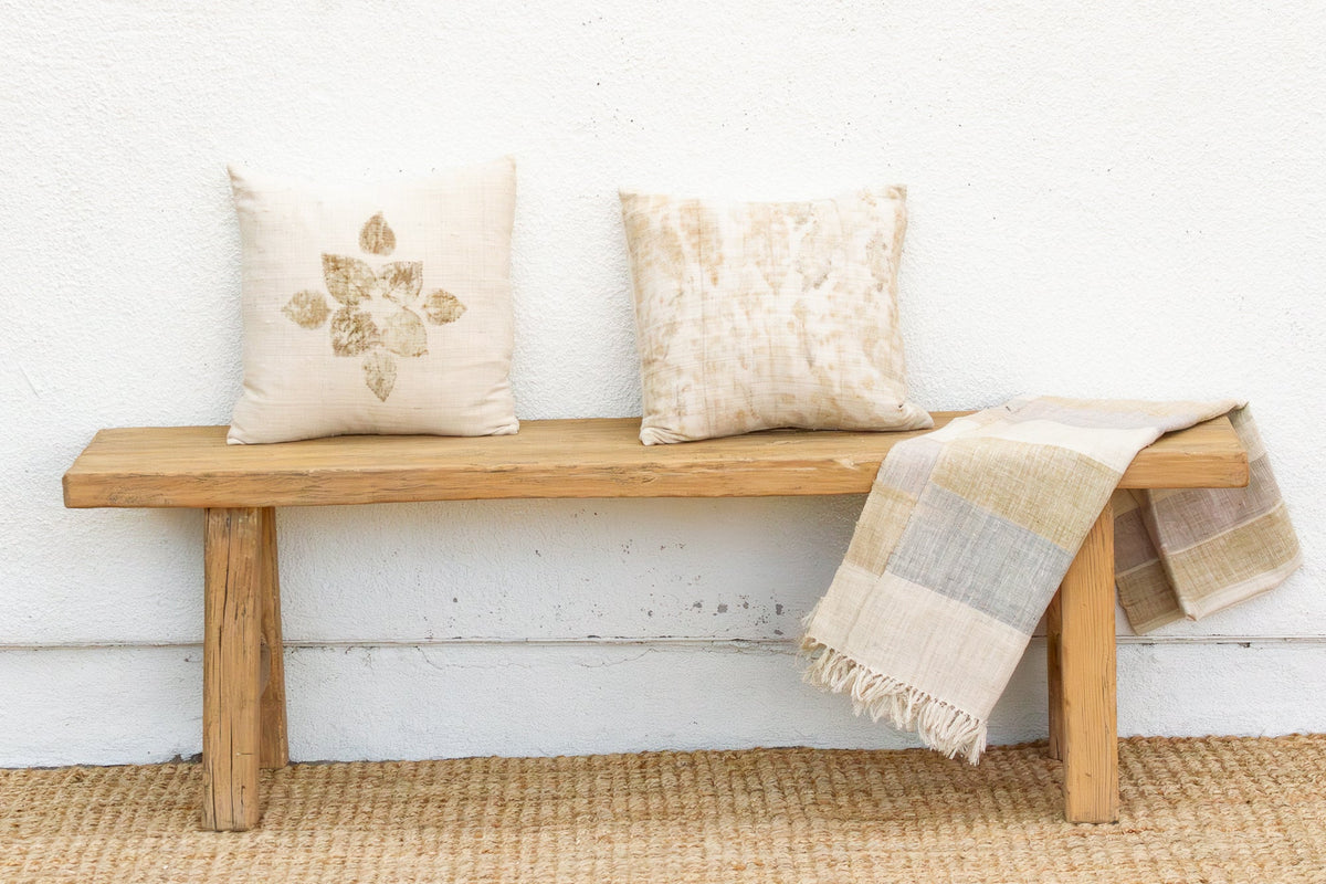 Artisanal Bleached Wood Robust Bench