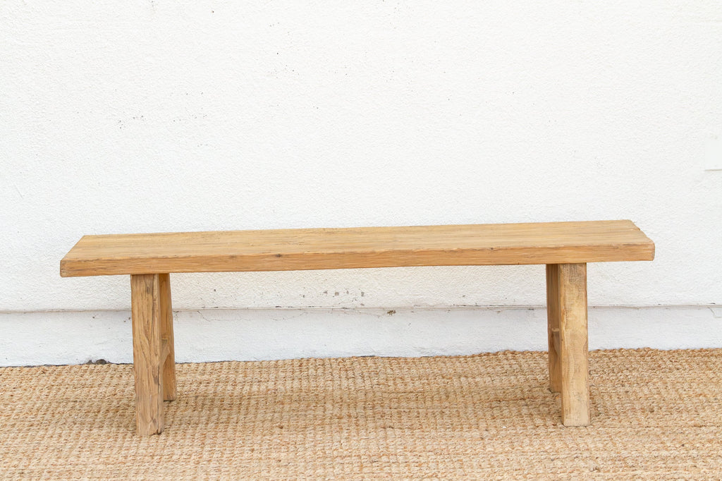Artisanal Bleached Wood Robust Bench