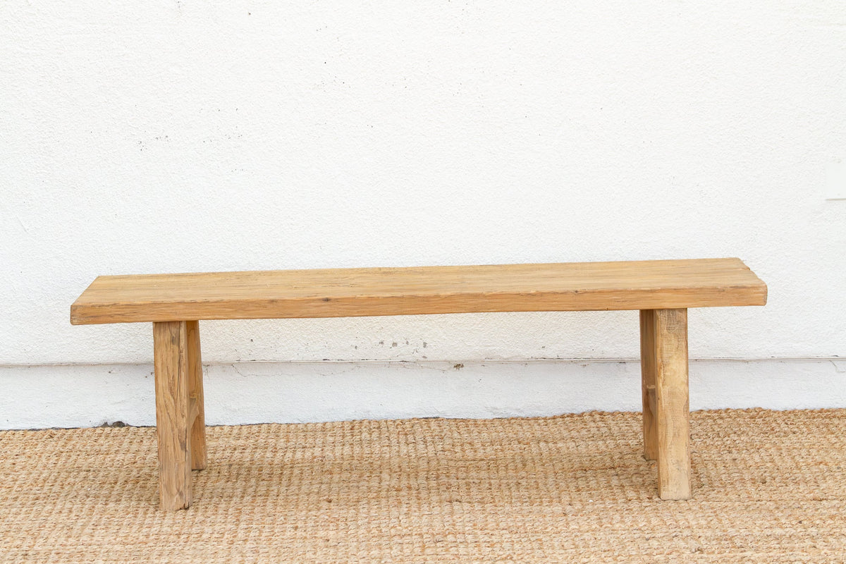 Artisanal Bleached Wood Robust Bench
