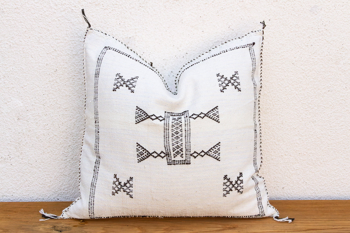 Charcoal Bowtie Cactus Silk Moroccan Pillow