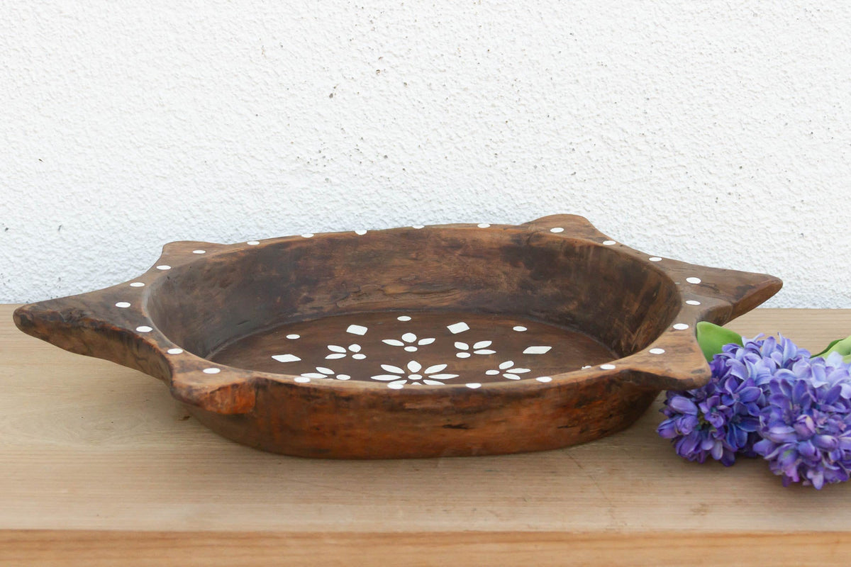 Vintage Faux Inlay Wood Centerpiece