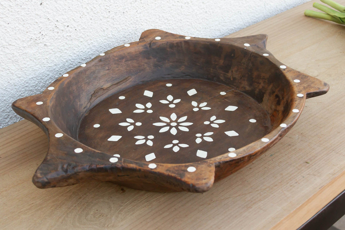 Vintage Faux Inlay Wood Centerpiece