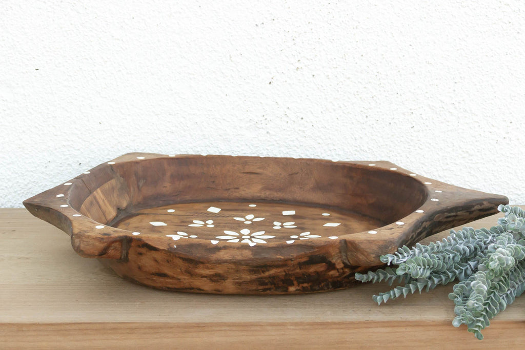 Large Vintage Floral Motif Painted Bowl