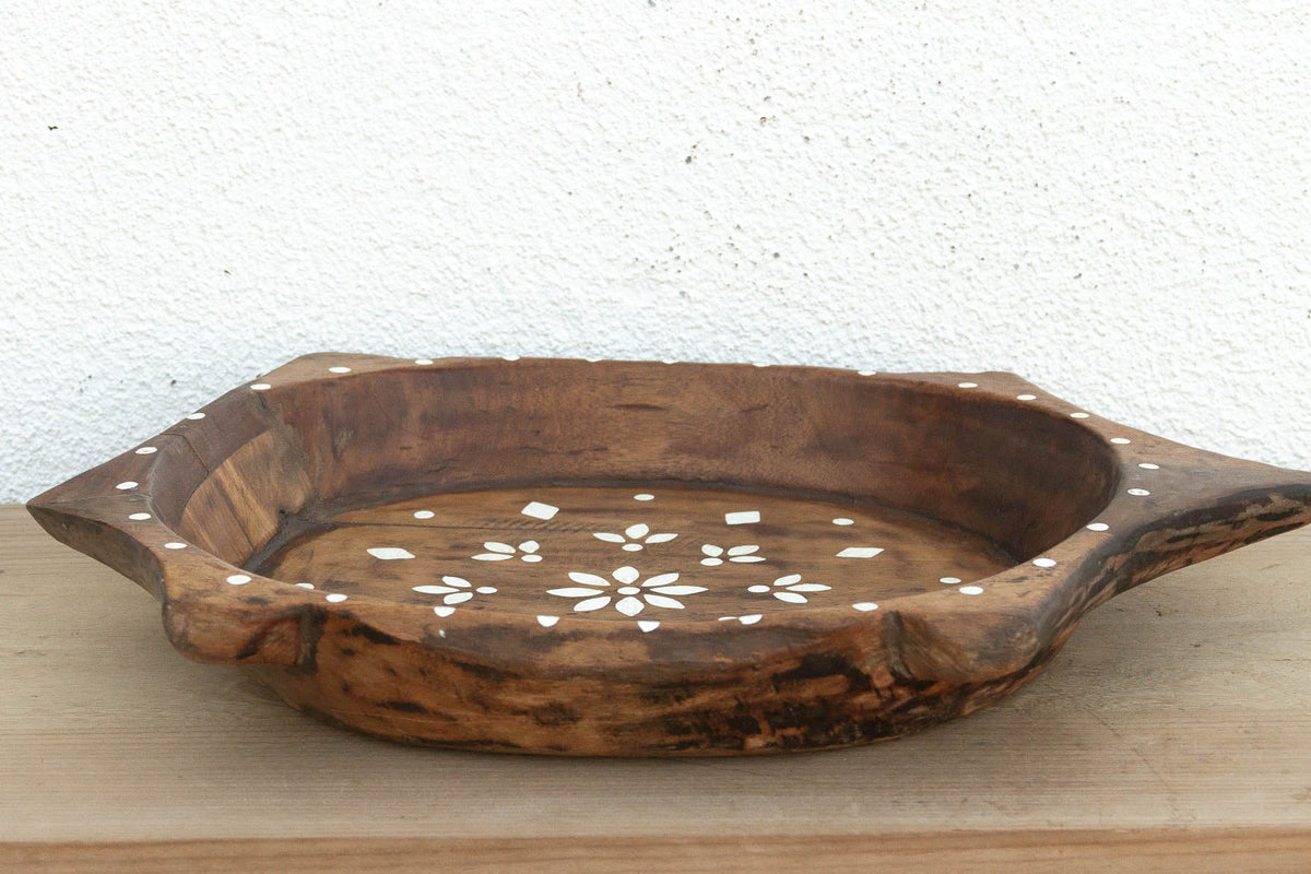 Large Vintage Floral Motif Painted Bowl (Trade)