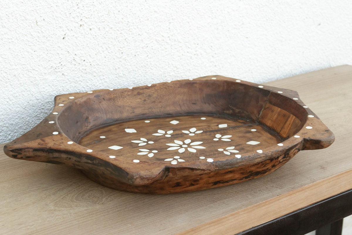 Large Vintage Floral Motif Painted Bowl (Trade)