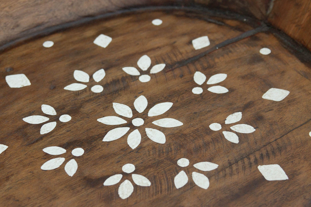Large Vintage Floral Motif Painted Bowl