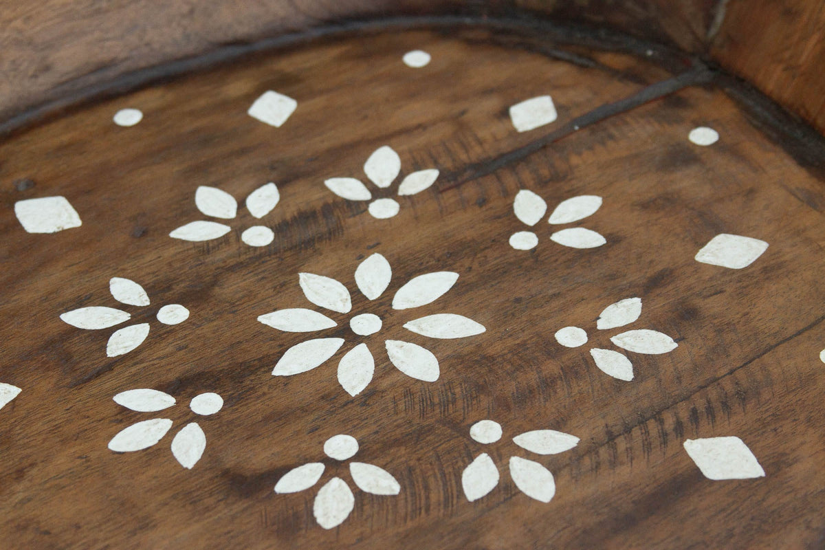 Large Vintage Floral Motif Painted Bowl