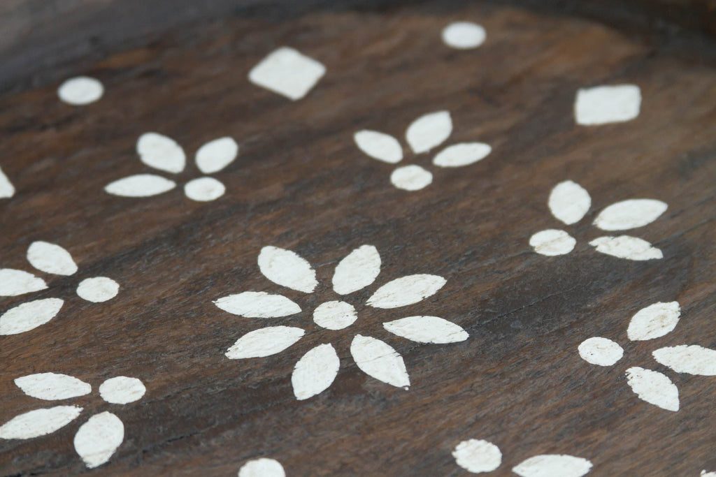 Vintage Brown & White Floral Tray