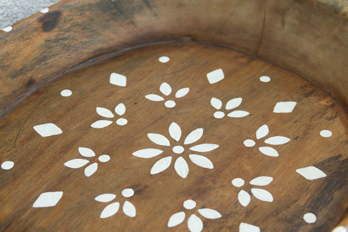 Boho Chic Wooden Painted Bowl
