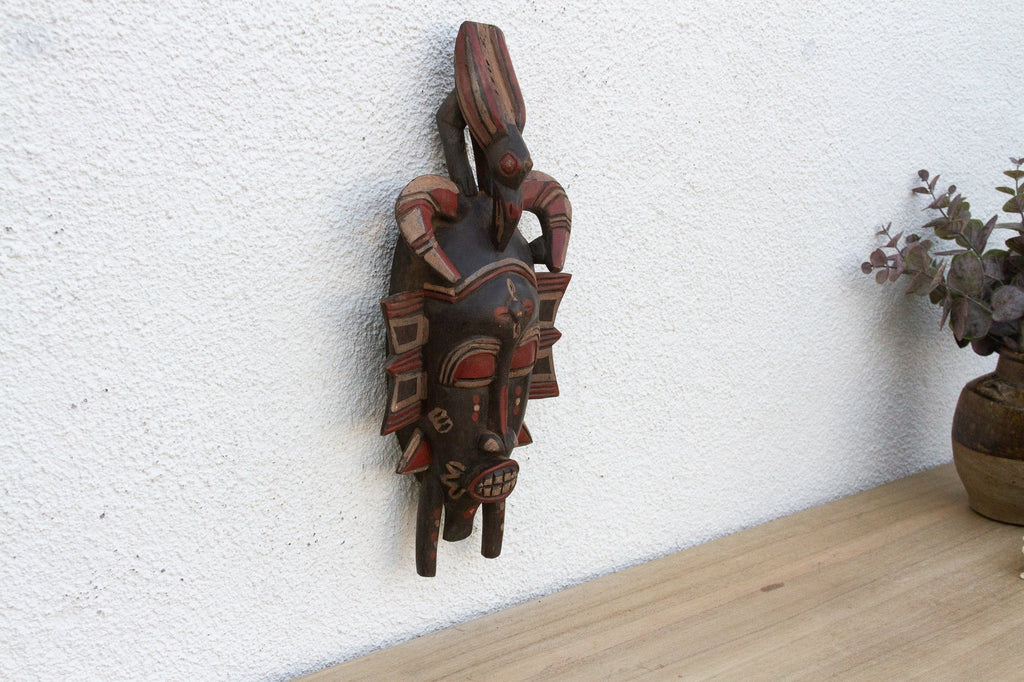 Painted "Lipiko" African Mask, A Guardian Spirit