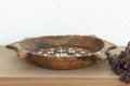 Rustic Wood Artisanal Bowl w/Floral Design (Trade)