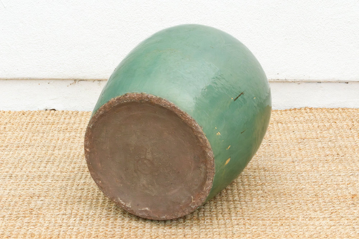 Tall Martaban Jar with Green Glazed Finish
