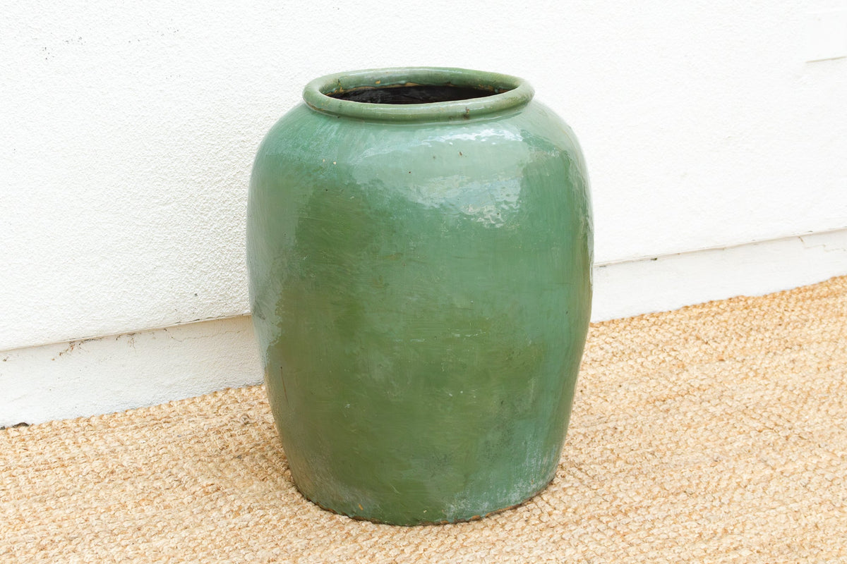 Monumental Silk Road Celadon Glazed Pot