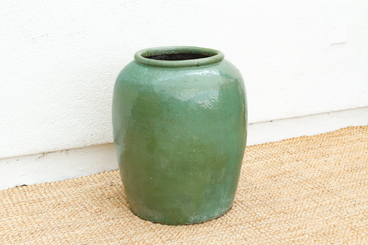 Monumental Silk Road Celadon Glazed Pot